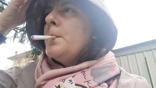 Smoking cigarette broken pantyhose sexy feet