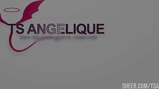 TS Angelique - hot dildo ass fuck and cumshot