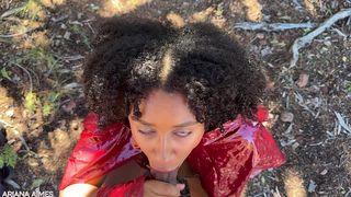 EBONY RED RIDING HOOD TAKES BBC OUTDOORS