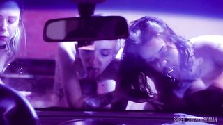 3some Bitches Cumming in Car
