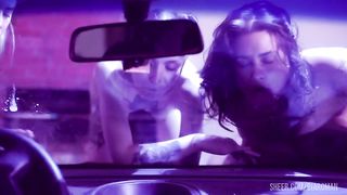 3some Bitches Cumming in Car