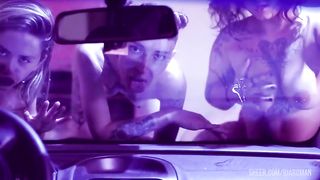 3some Bitches Cumming in Car