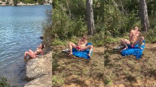 JE M EXHIBE ET JE ME GODE EN VACANCES AU BORD D UN LAC