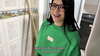 I STAY HOME ALONE WITH MY STEP-COUSIN AND ASK HIM FOR ICE CREAM.