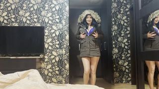 DEEPTHROAT, MASTURBATION & CUM ON MY FUR HOODED DOWNJACKET – SATIN FETISH IN BED