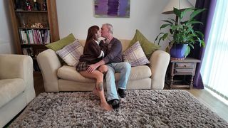 PETITE REDHEAD FUCKS HER OLD STEP-DAD WITH CREAMPIE ENDING