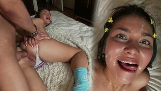 GORGEOUS BRUNETTE HAS ROUGH ANAL SEX