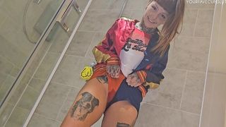 PEEING THROUGH MY HARLEY QUINN OUTFIT