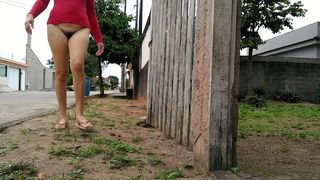 WIFE WALKING WITHOUT PANTIES ON STREET