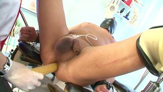 FEMALE DOMINATON- BLONDE GETS MAN SLAVED, TIED UP HUGE COCK AND FOOD FETISH RIGHT THROUGH IN THE ASS