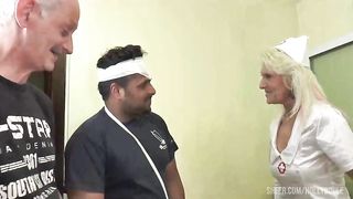 XXX, A mature nurse gets buggered by these two patients