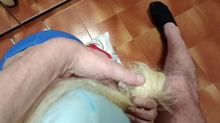MILF WITH BLONDE PIGTAILS AND PERFECT TITS GIVES A POV BLOWJOB WITH CUMSHOT IN HER MOUTH
