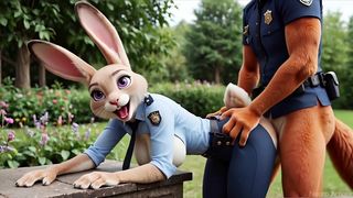 FURRY ZOOTOPIA: JUDY HOPPS AND NICK WILDE - СUNNING FOX FUCKS BUNNY AFTER WORK