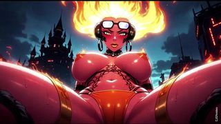HOT DEMON IN FIRE SEXY POSE (AI ANIMATION)