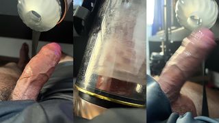 USING AN AUTOMATIC MASTURBATOR ON MY COCK WHILE I M WORKING