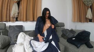 FUR HOODED DOWNJACKET OBSESSION – MASTURBATION, LAYERING & INTENSE ORGASM