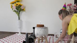 Happy B-DAY Timea Bella with drinking own piss, playing with huge toys, anal fisting, sex maschine,  foot -fetish
