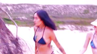 Lesbian pussy eating on the Beach