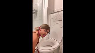 FEMME SANDY - NAUGHTY PUPPY PEEING, DRINKING, AND WAGGING MY TAIL