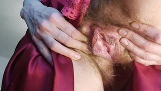 I CAME REALLY HARD WHEN I WAS JERKING OFF MY CLIT, VERY HAIRY AND CREAMY PUSSY, HOT MILF MASTURBATING