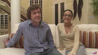 NERDY GIRL WITH GLASSES AND PERFECT ROUND ASS PICK UP AND TALK TO FIRST TIME NO CONDOM CASTING FUCK