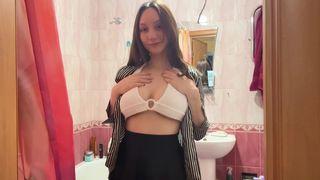 fucked my holes in the toilet until my brother sees it