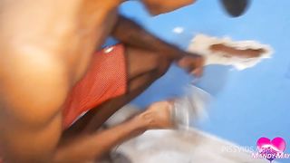 Bricklayer 9 inches BBC fucks petite naughty ass and she squirts - Interracial - 100% anal