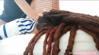 Dreadhead Clio receives rough hard morning anal face against bed