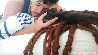 Dreadhead Clio receives rough hard morning anal face against bed