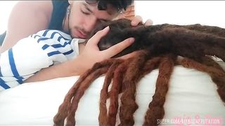Dreadhead Clio receives rough hard morning anal face against bed