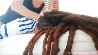 Dreadhead Clio receives rough hard morning anal face against bed