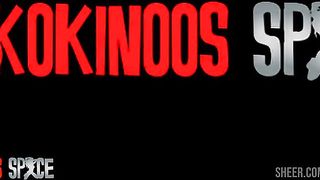 ALICE MAZE GETS HER PUSSY AND ASS FUCKED BY THREE HARD COCKS, IN THE LIVING ROOM OF A LIBERTINE CLUB, IN FRONT OF THE CLUB CUSTOMERS. AT KOKINOOS SPACE