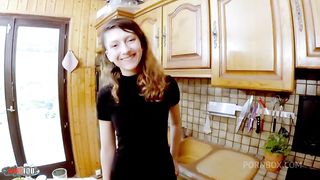 Food and sex orgy with Melany Furie getting all her holes fucked hard in the kitchen