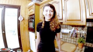 Food and sex orgy with Melany Furie getting all her holes fucked hard in the kitchen