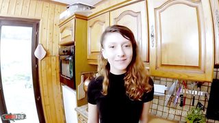 Food and sex orgy with Melany Furie getting all her holes fucked hard in the kitchen