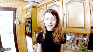 Food and sex orgy with Melany Furie getting all her holes fucked hard in the kitchen