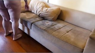 Maid cleaning house.