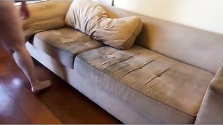 Maid cleaning house.