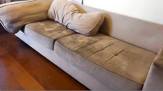 Maid cleaning house.