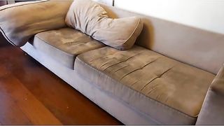 Maid cleaning house.