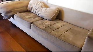 Maid cleaning house.