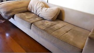 Maid cleaning house.