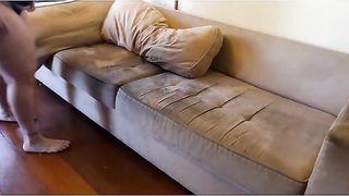 Maid cleaning house.