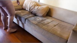 Maid cleaning house.