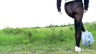 398 Perfect ass in pantyhose outdoors [4K]