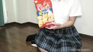 【清楚系】おとなしそうなボブカット女子◯生のメチャえちえちのバイブオナニー 。