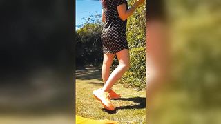 Girl drinks beer in the park. She rubs her pussy until she cums. Real Squirt Orgasm