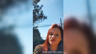 Girl drinks beer in the park. She rubs her pussy until she cums. Real Squirt Orgasm