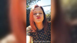 Girl drinks beer in the park. She rubs her pussy until she cums. Real Squirt Orgasm