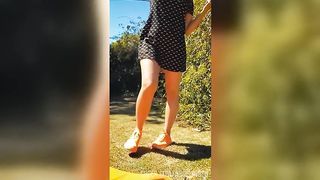 Girl drinks beer in the park. She rubs her pussy until she cums. Real Squirt Orgasm